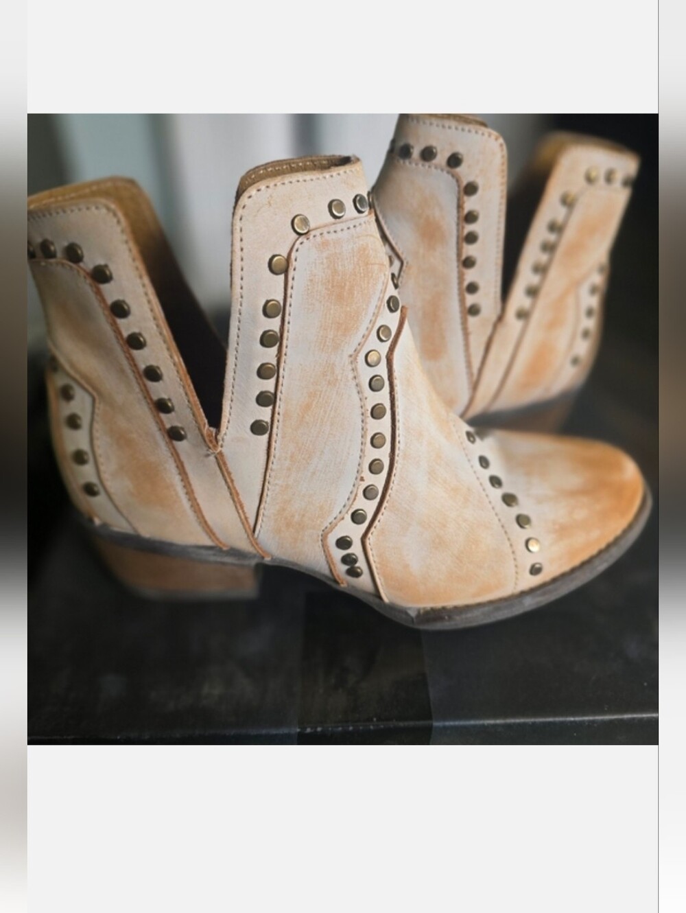 Very Volatile Distressed Studded Western Ankle Booties